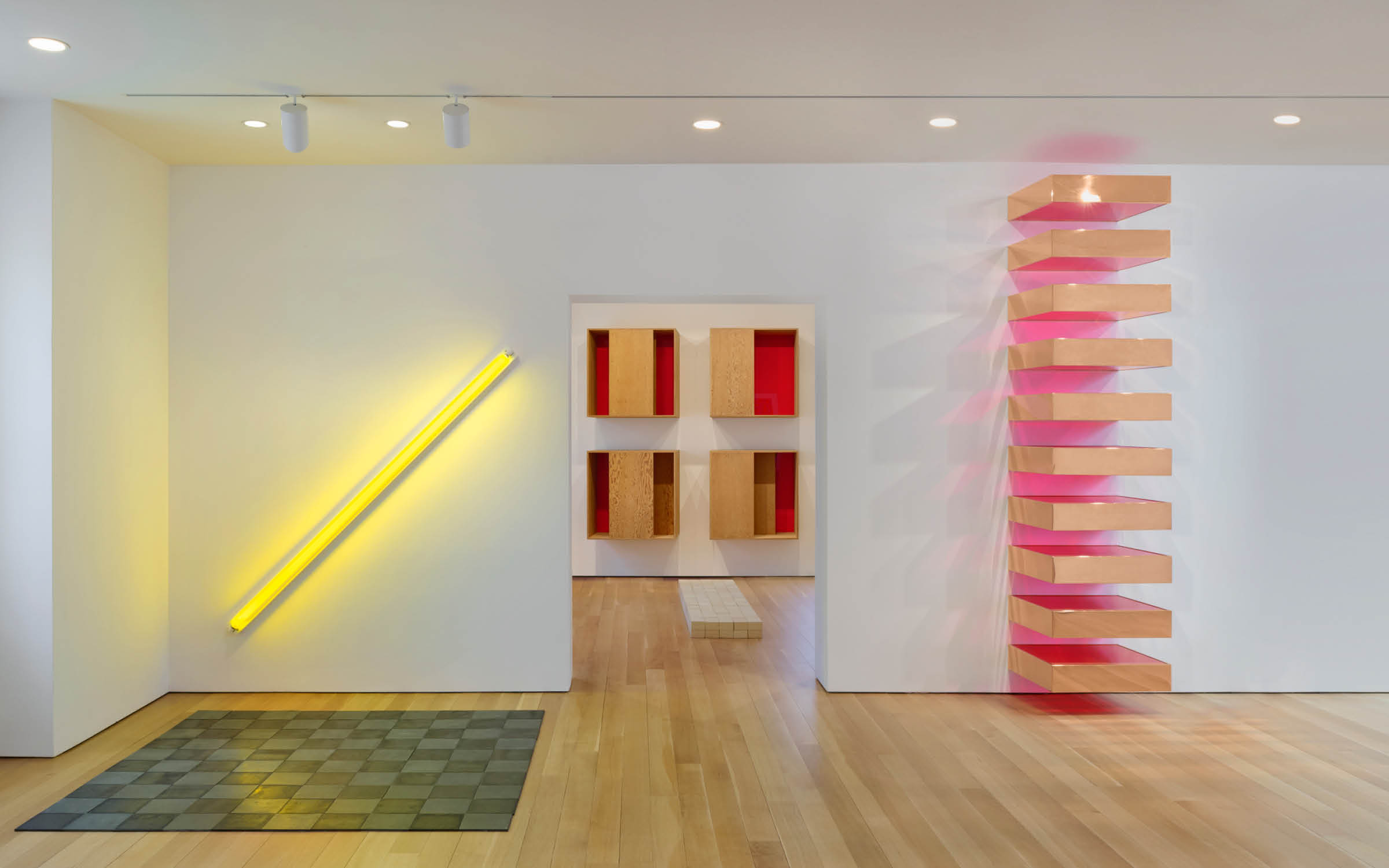 Donald Judd-style minimalist wall stack in a domestic interior tied to Christie’s upcoming New York sale.