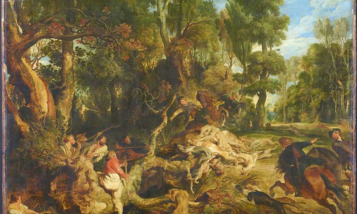 Peter Paul Rubens, The Boar Hunt, before full conservation treatment in Dresden.