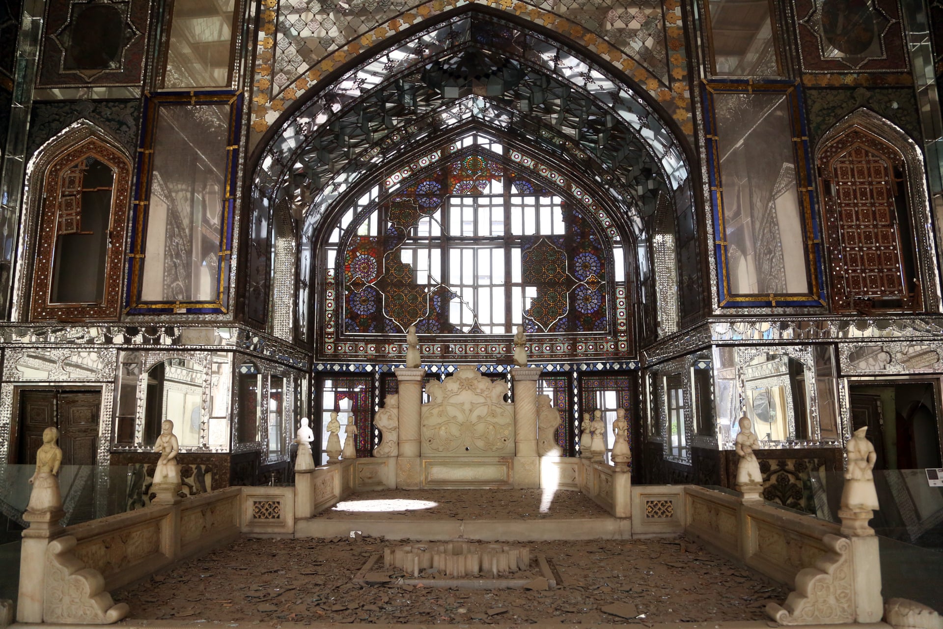 Damaged interior at Tehran's Golestan Palace