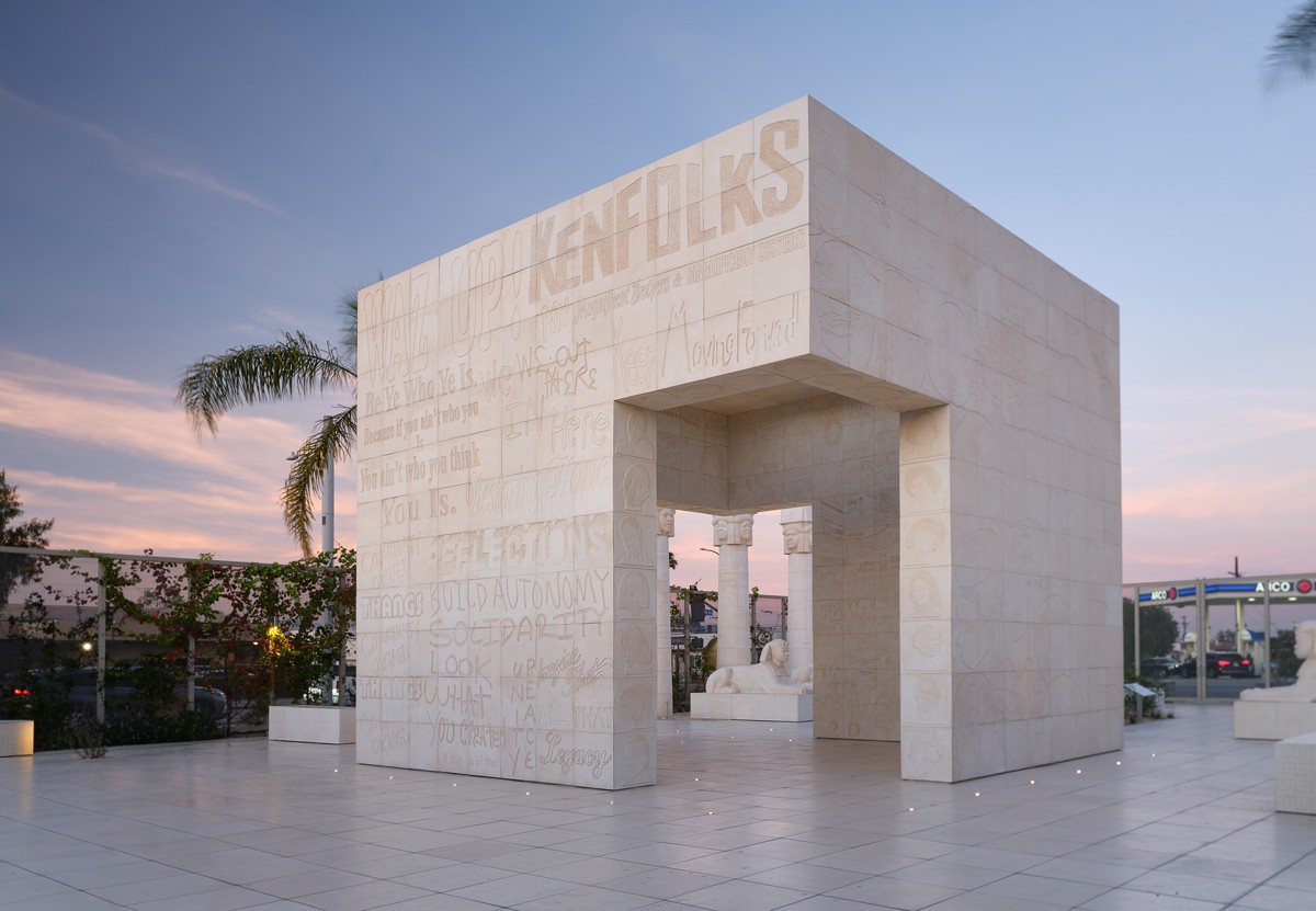 View of Lauren Halsey’s newly opened sculpture park in South Central Los Angeles