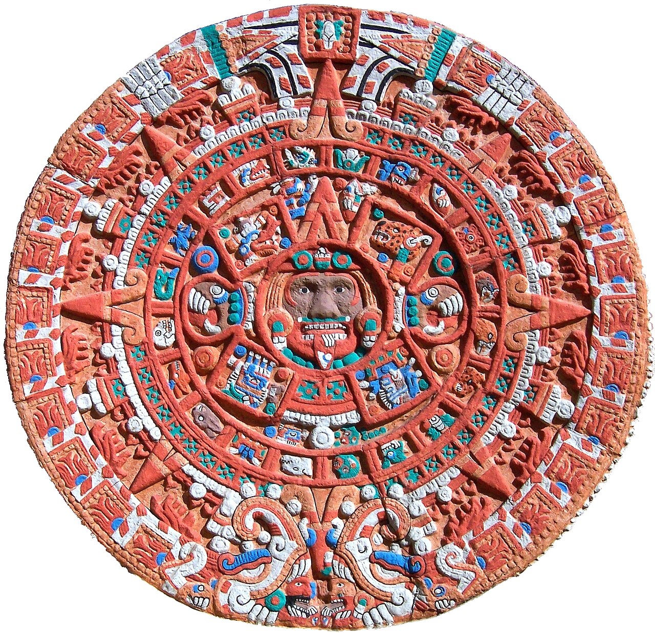 Aztec Sun Stone, a pre-Hispanic artefact in the National Museum of Anthropology, Mexico City