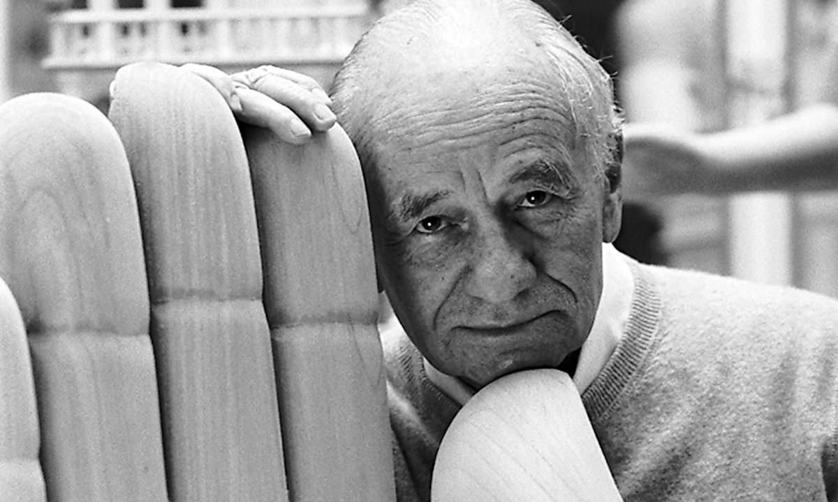 Pedro Friedeberg in front of one of his densely ornamented works