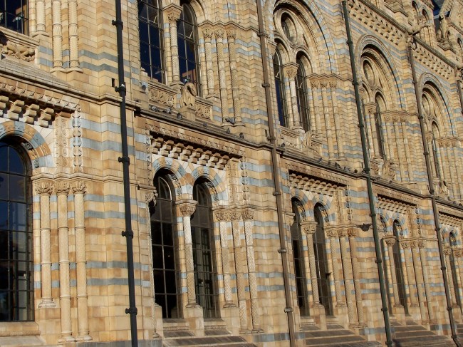 Exterior view of the Natural History Museum in London.