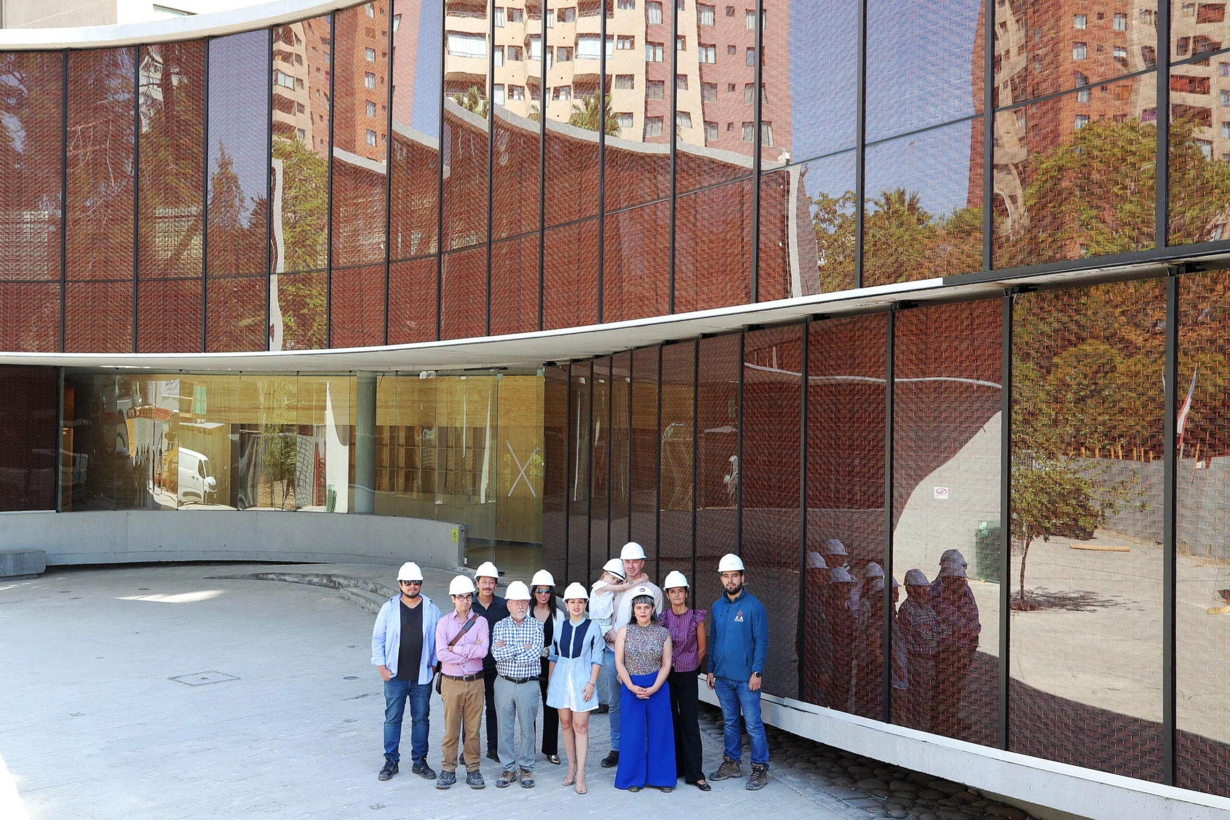Exterior view of restoration works at Museo Violeta Parra in Santiago.